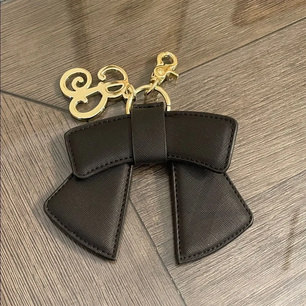Betsey Johnson Keychain Bag Charm Elegant Black Bow Keychain B Initial Monogram